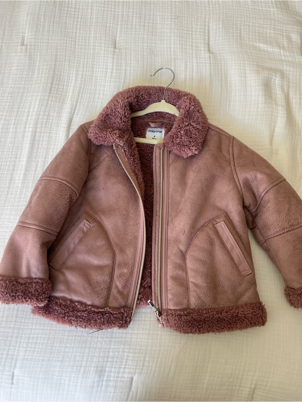 Mayoral Mauve Faux Shearling Puffer Jacket